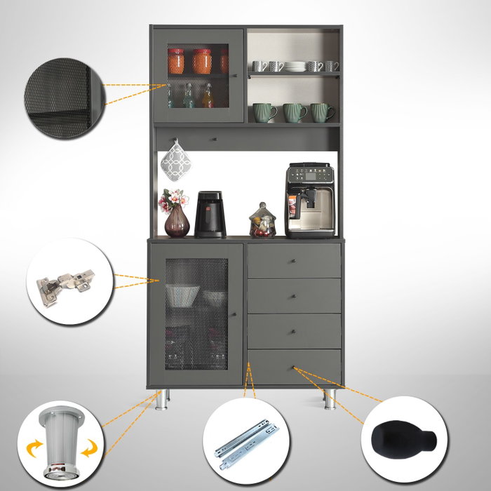Hanah Home Armario Multiusos Grano 96 - Anthracite